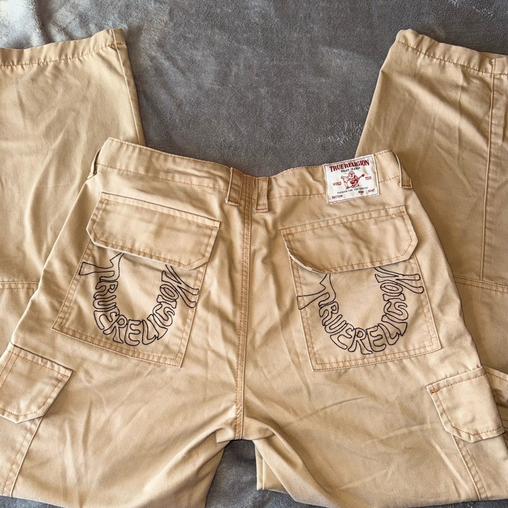 True Religion Beige Cargo Pants for Men